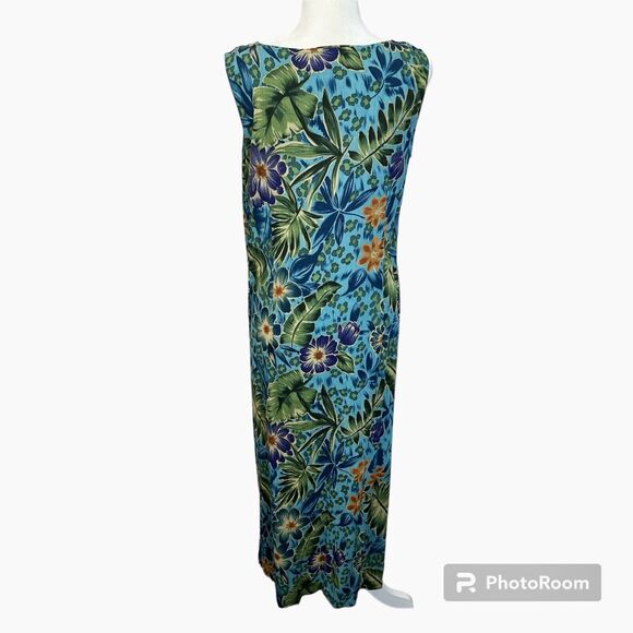 White Stag Women's Size M Green Tropical Round Neck Sleeveless Shift Dress Vtg. - Picture 2 of 6